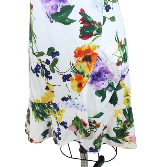 ALICE + OLIVIA Kirby Wildflower Flounce Ruffle Hem Sheath Dress Size 8 Fits 4/6 - Picture 4 of 7